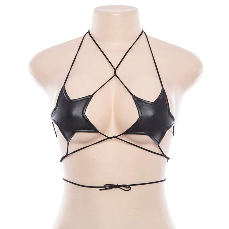 FlyCC Women Shiny Metallic Star Strappy Tube Top Halter Rave Wrap Around Bandeau Bra - Image 2